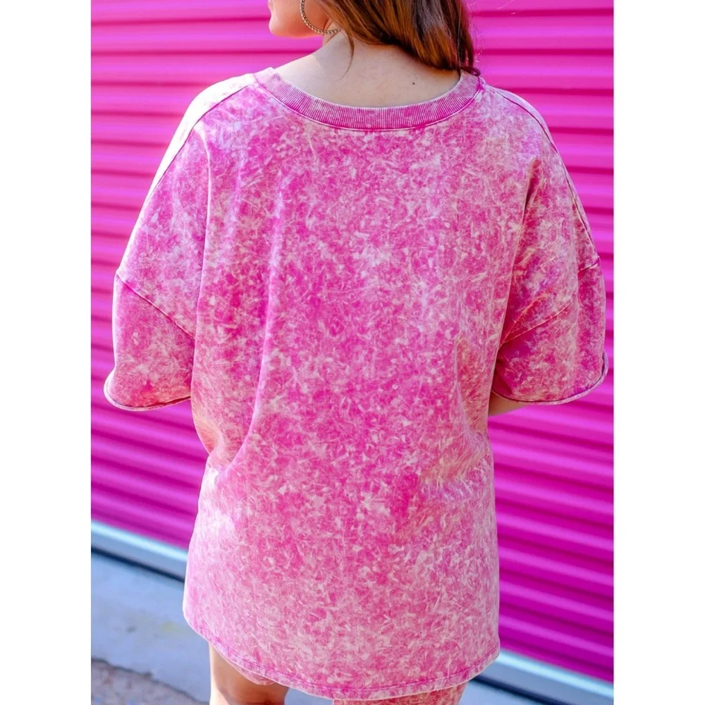 Jess Lea Pink Acid Wash Oversized Tee - Picture 2 of 7
